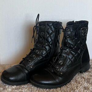 Guess Black Quilted Combat Boots